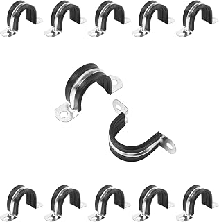 JDHGSHL 1 Inch Reinforced Rigid Pipe Strap, 2 Holes U Bracket Cable Clamp Hanger, Rubber Cushioned Insulated Clamp, Conduits Strap Clamps for Pipe Fixing on Various Surfaces, 10 PCS(25mm)