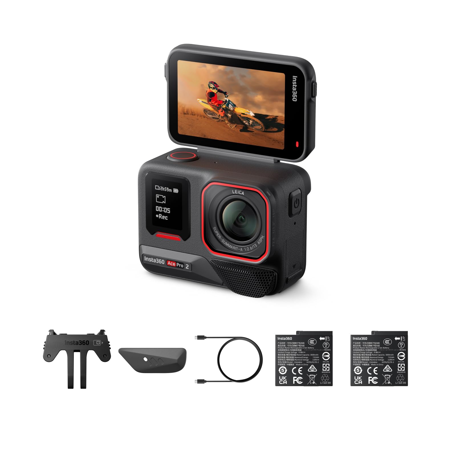 Insta360 Ace Pro 2 Dual Battery Bundle No SD Card-8K Waterproof Action Camera Co
