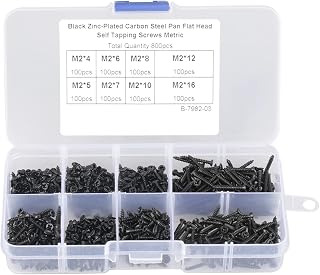 800pcs M2 Black Carbon Steel Countersunk Head Self Tapping Screws for Electronic Watch Repair