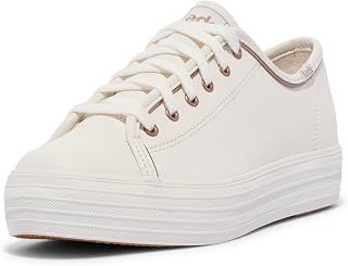 Keds Women's Triple Kick Leather Sneaker, White/Rose Gold, 10 M US