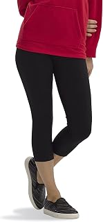 No nonsense Women's Cotton Capri Legging with Wide Waistband