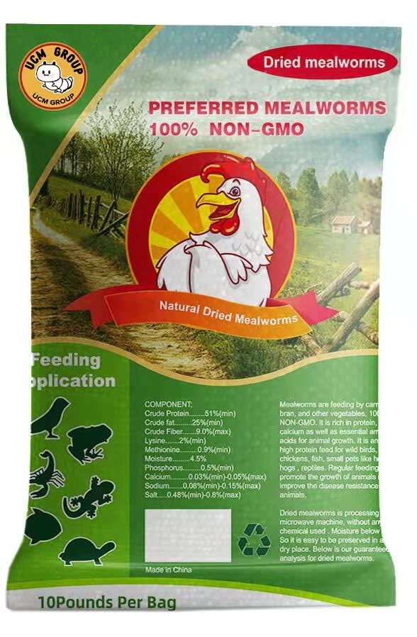 UCM GROUP 10LB Dried Mealworms for Wild Birds, Chickens, High Protein Organic Ch
