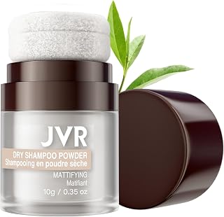 JVR Dry Shampoo Powder Absorbs Oil in Hair, Volumizing, Dry Shampoo for Women & Men, Freshens Hair And Mattifying Root Boost, Non-Aerosol for Oily Hair Travel Size 0.35 oz (Original)