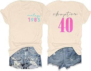40th Birthday Gift T-Shirt Women Vintage 1986 Birthday Party Shirt Casual Short Sleeve 40 Bday Shirt Tee Tops