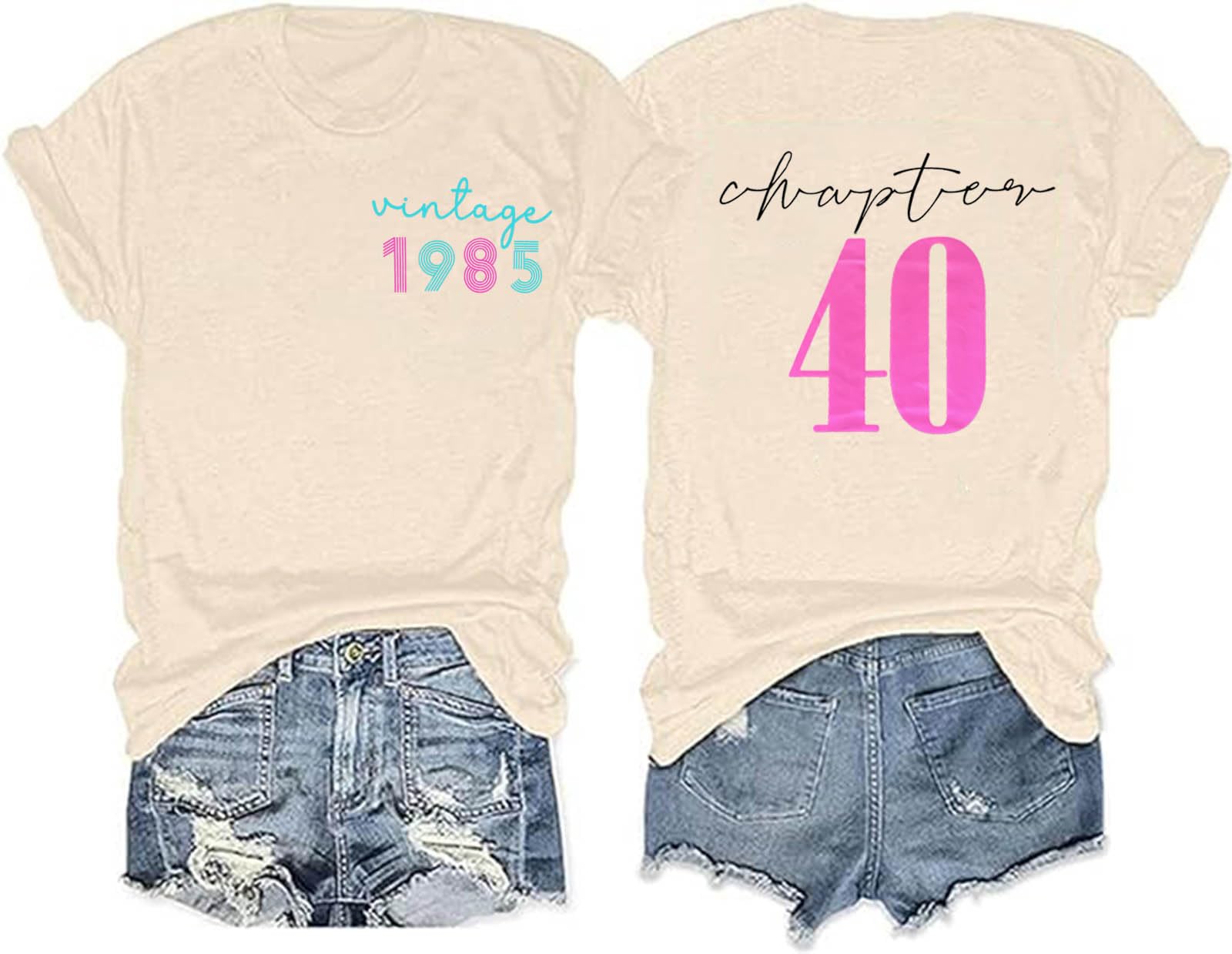 40th Birthday Gift T-Shirt Women Vintage 1986 Birthday Party Shirt Casual Short 