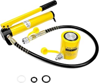 QWORK 20T Mini Hydraulic Cylinder Jack Porta Power Ram 2" Stroke, CP-180 Manual Hydraulic Hand Pump, Single Acting Lifting Cylinders for Machinery Shipbuilding