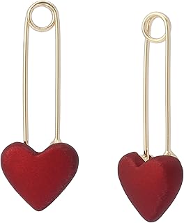 Betsey Johnson Jewelry Women's Love Spell Heart Safety Pin Drop Earrings