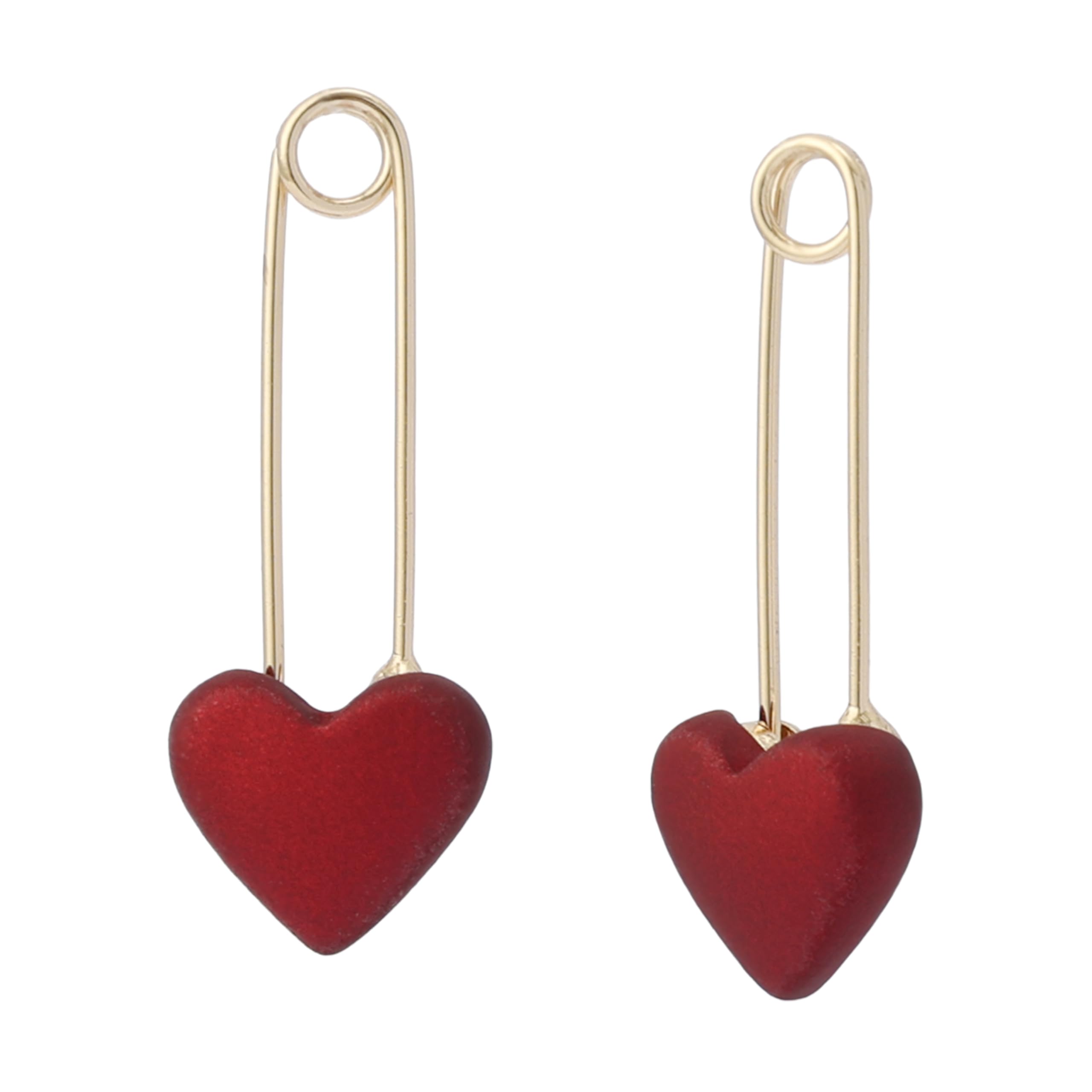 Betsey Johnson Jewelry Women's Love Spell Heart Safety Pin Drop Earrings