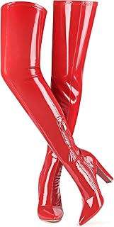 Women's Thigh High Boots Pointed Toe Chunky Heel Over-the-Knee