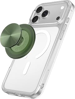 PopSockets MagSafe Grip, Magnetic Holder - Radial Aluminium Olive