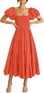 PRETTYGARDEN Women's Smocked Midi Wedding Guest Dress