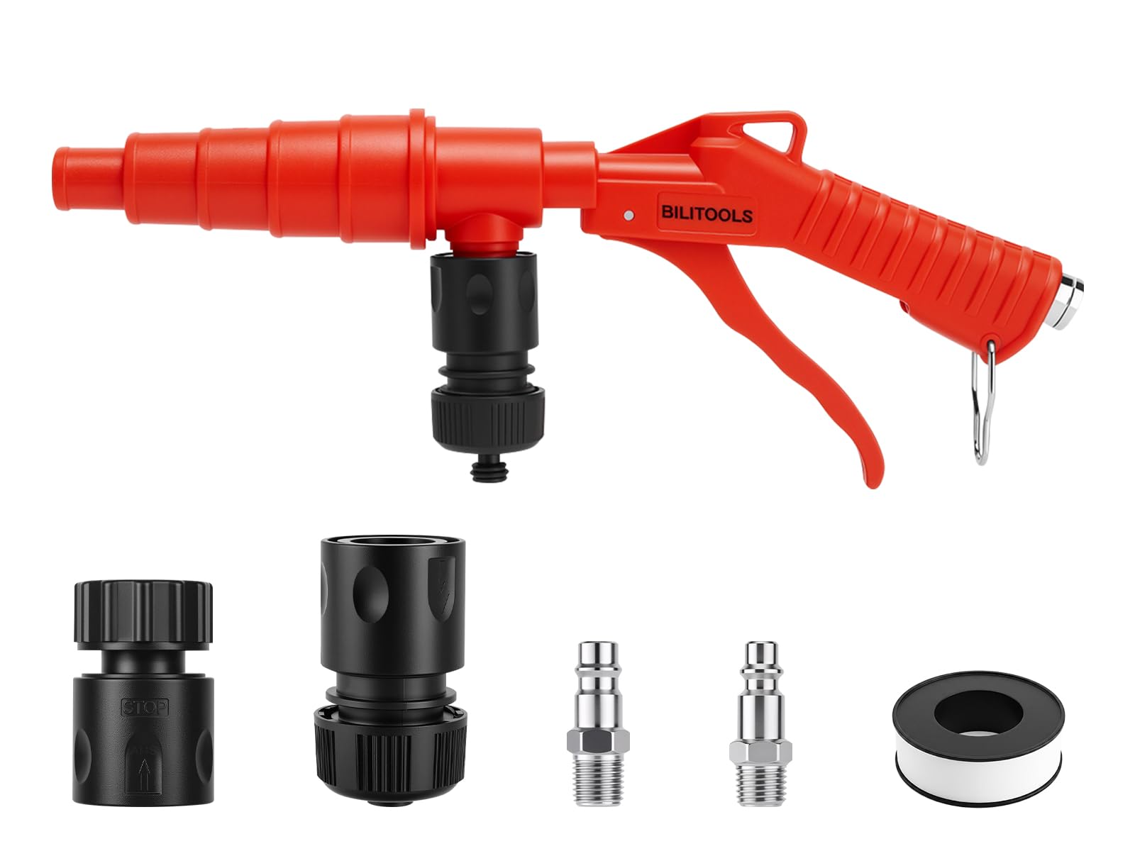 BILITOOLS Air &amp; Water Coolant Flush Gun, Lever Action Heater Core Flush Kit 