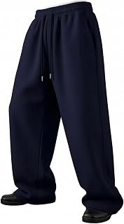 Ozmmyan Mens Baggy Sweatpants Casual Drawstring Elastic Waist Wide Leg Track Pants Y2K Loose Gym Track Pants with Pockets