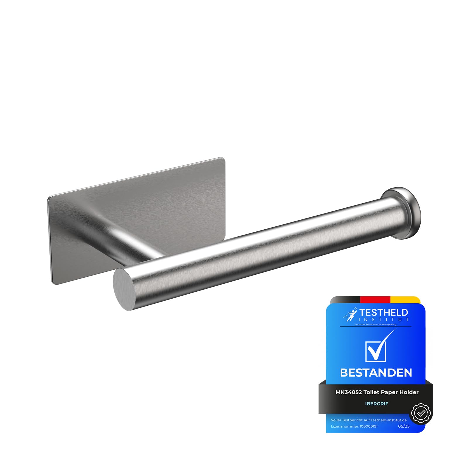 Ibergrif Toilet Roll Holder Self Adhesive Round | Stainless steel hanger bracket