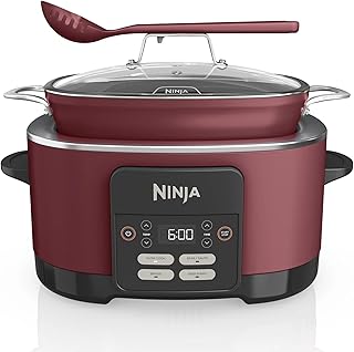 Ninja MC1000 Foodi PossibleCooker 8.5 Quart Multi-Cooker,with 4-in-1 Slow Cooker,Dutch Oven & More,Glass Lid & Integrated Spoon,Nonstick,Oven Safe Pot to 500°F,Cherry Tarte (Renewed)