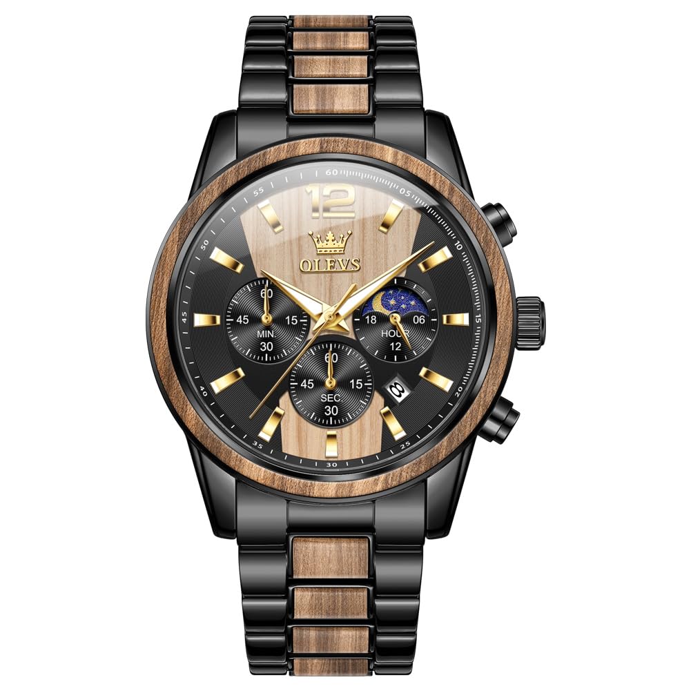 OLEVS Uhr Herren Automatik, Automatik Uhr Herren mit Mondphasenanzeige & Offenem