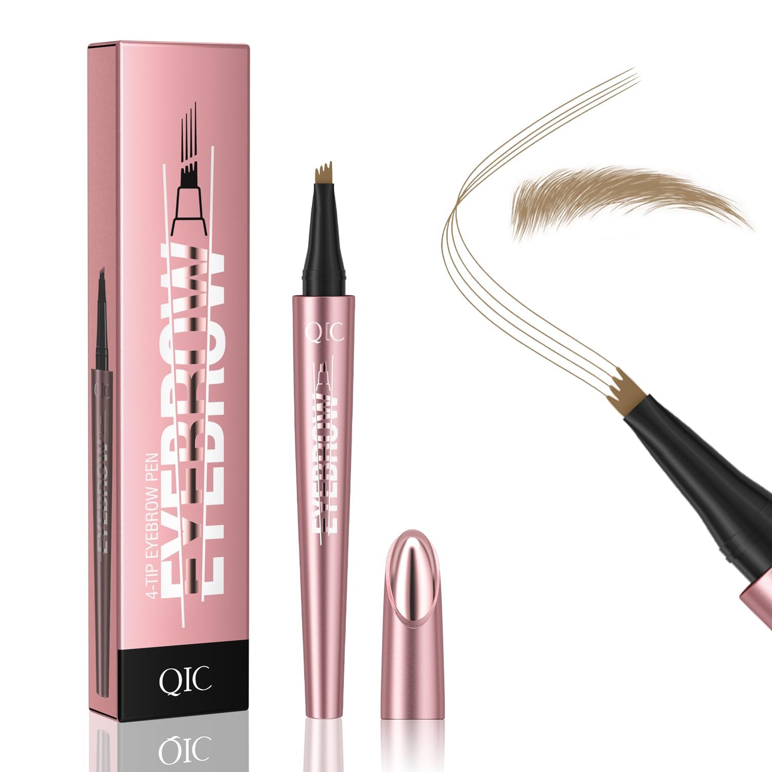 QIC eyebrow pen,4 Tip microblading eyebrow pen, 4 Fork waterproof brow pencil, c