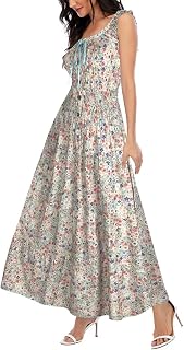 OSTOO - Women's Summer Boho Floral Print Tiered Casual Swing Maxi Dress