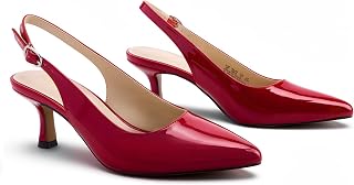 Ankis Womens Kitten Heels Closed Pointed Toe Low Heel Slingback Pumps - Comfortable Elegant Shoes for Weddings, Parties, Work, Office, Business Casual and Daily Wear