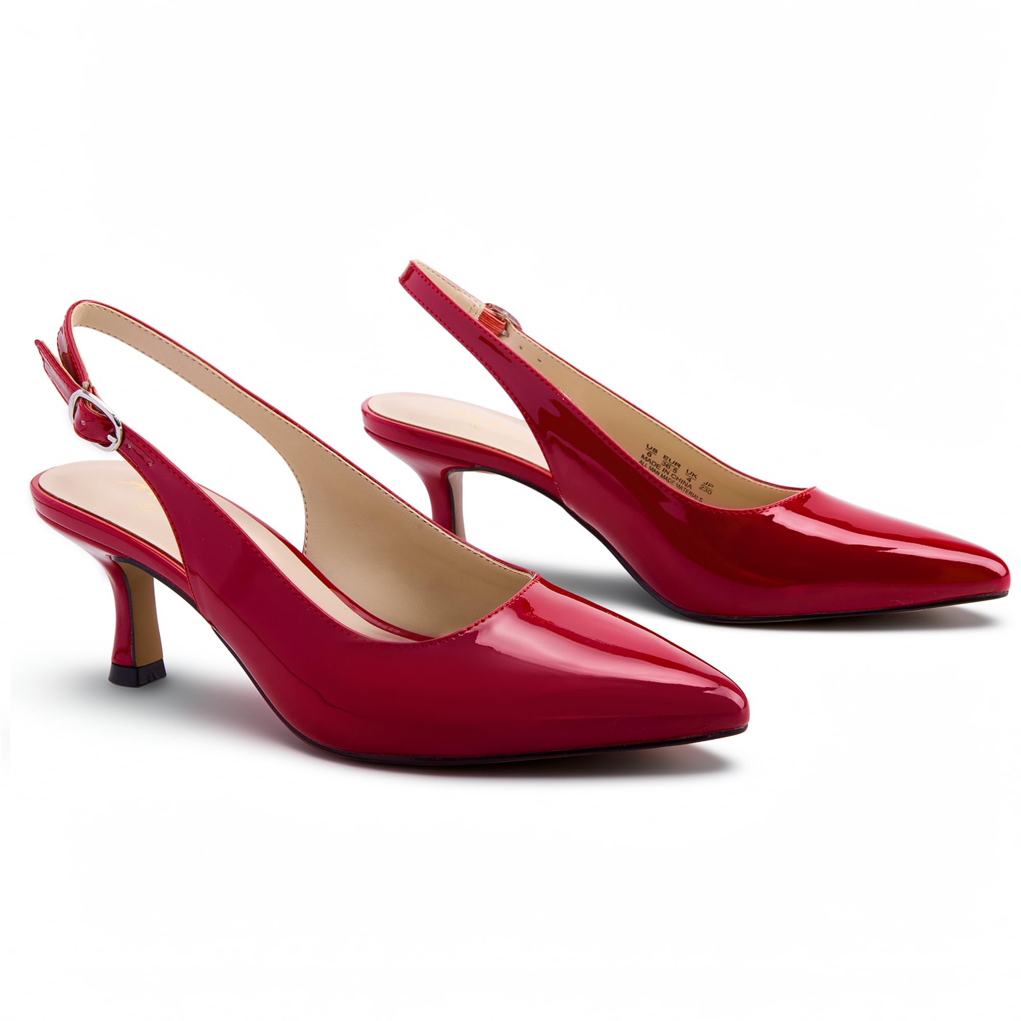 Ankis Womens Kitten Heels Closed Pointed Toe Low Heel Slingback Pumps - Comforta