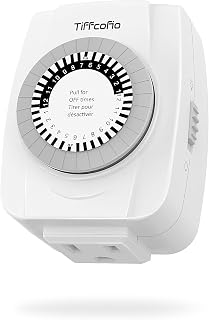 TiFFCOFiO Indoor Mechanical Outlet Timer, 3 Prong Timers for Electrical Outlets, 24-Hour Programmable Plug in Light Timer, ETL Listed (1 Pack)