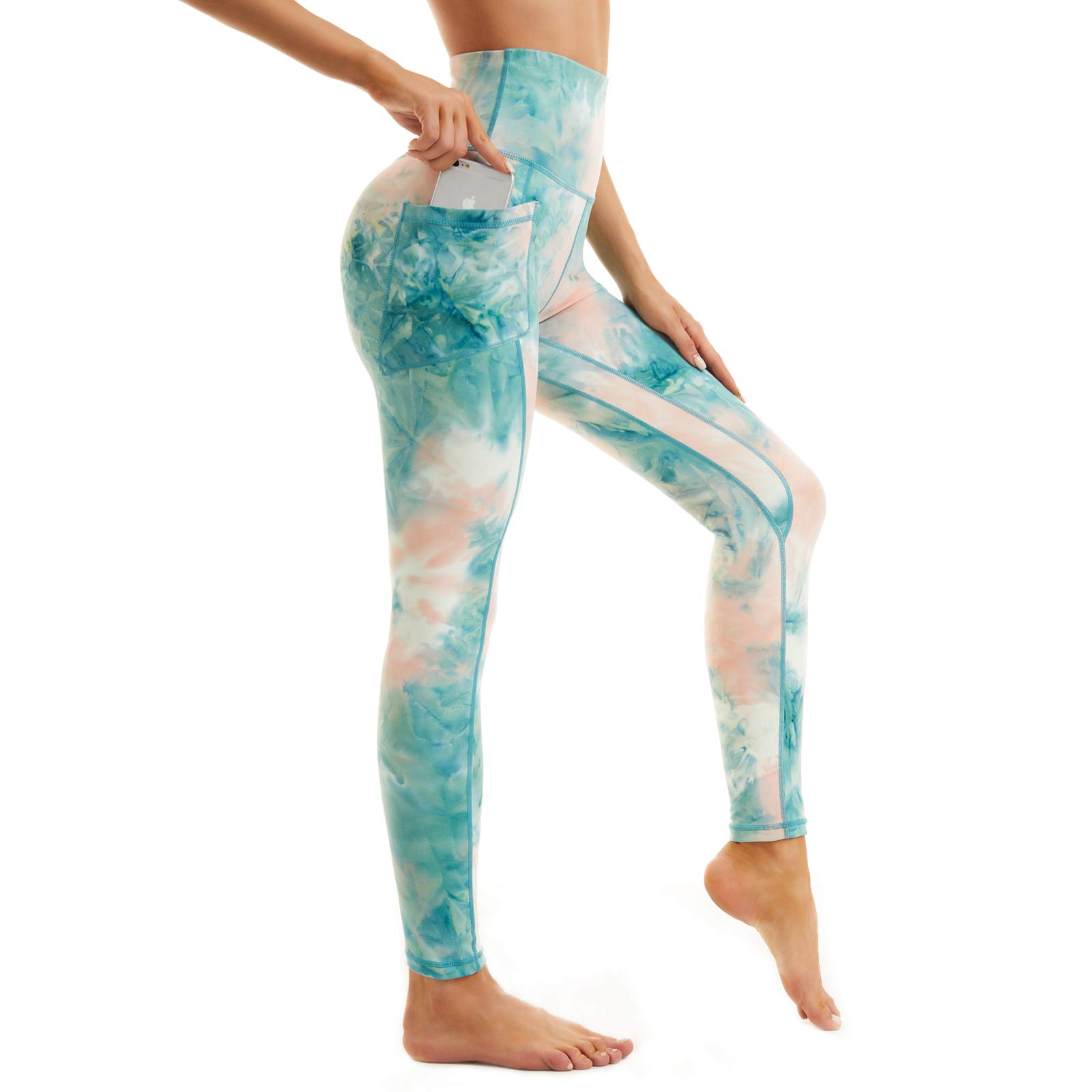 Devirld Womens Leggings with Pockets Tummy Control, High Waisted Yoga Pants Gym 