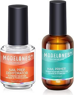 Modelones 2PCS Professional Natural Nail Prep Dehydrate & Bond Primer | Nail Primer Superior Bonding for Gel Nail Polish 15ml