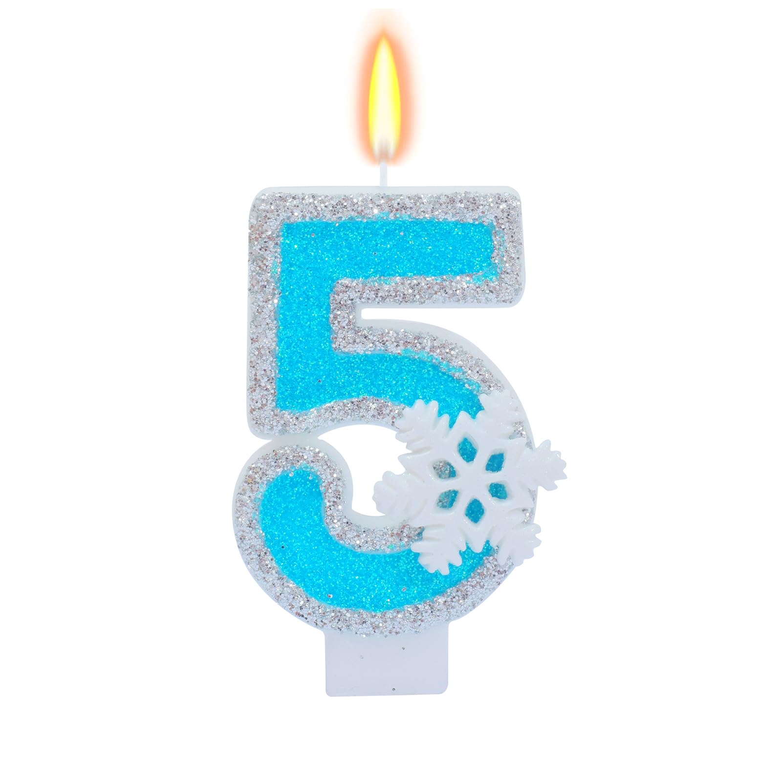 Blue Frozen Birthday Party Decorations, White Snowflake Number Candles 0-9, Kids