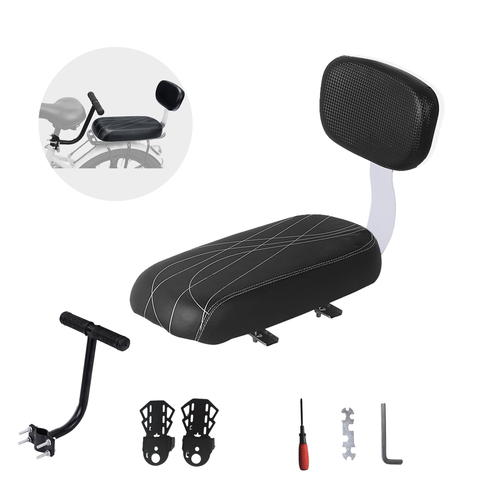 Woouagia Bicycle Rear Seat with Back,Pu Leather Soft Cushion Bicycle Passenger S