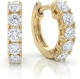 3/4-5 CTW Certified Diamond Huggie Earrings | 14K Yellow & White Gold