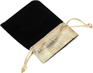 50 Pieces Velvet Drawstring Pouches Pouches High Gloss Soft Jewelry Pouches with Korean Rope and Gold for Wedding Favors Jewelry Cosmetic (Black, 7 x 9 cm)