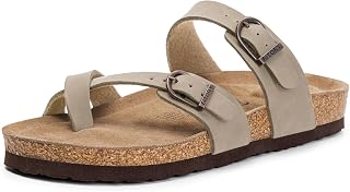 FITORY Womens Slides Sandals with Soft Cork Footbed,Comfort Arch Support