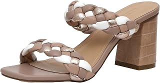 Dunes Iris Chunky Braided Heel Sandals for Women, Block Heel Square Toe Summer Sandals with Memory Foam