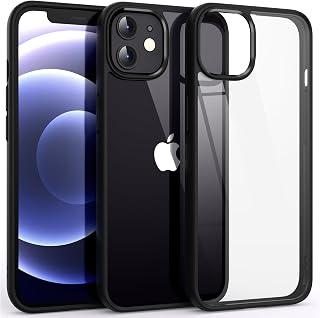 Supdeal Shockproof Clear Case for iPhone 12/12 Pro, [Not Yellowing] [10FT Military Drop Protection] Hard Clear Back Four Corner Airbags Drop Protection Phone Cover, 6.1 inch, Black