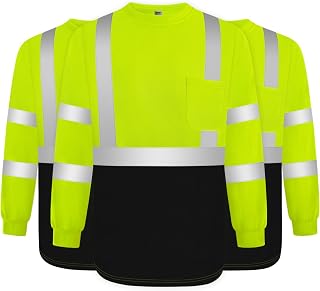 TCCFCCT Long Sleeve Work Shirts for Men - Construction Class 3 Hi Vis, Dirt-Resistant, Durable, Meet ANSI, Yellow 3XL 3pcs