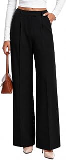 Dress Pants Women High Waisted Work Pants Ladies Wide Leg Trousers