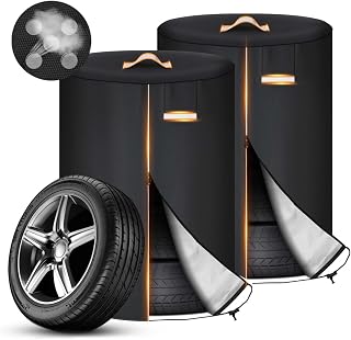 2 Pack Tire Covers for Storage, Tire Storage Bag with Reflective Stripe for Nitghttime Protection, Waterproof Winter Tire Covers for Storage Set of 4 Outdoor for Trucks, Fit 30 Inch Tires in Diameter