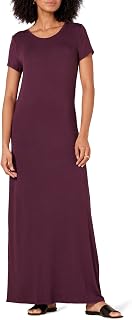 Amazon Essentials Womens Short Sleeve Maxi Dress Burgundy S