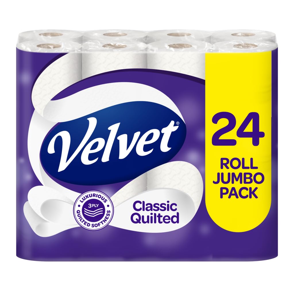 Velvet Classic Quilted Toilet Tissue 24 Standard Rolls | Luxuriously Soft, Stron