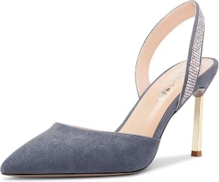 Castamere Women's High Heel Pointed Toe Pumps Slingback Slip-on Diamond Crystal 8.5 CM Heels