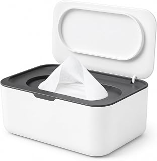 Wipes Dispenser, Wipe Holder for Baby &amp; Adult, Seposeve Refillable Baby Wipe Container, Keeps Wipes Clean. Non-Slip, Easy Pull Wipes Pouch Case, Grey
