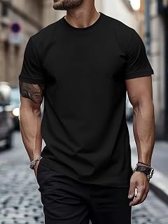 Men's Casual Lightweight Round Neck Basic T-Shirt Spring Summer Daily Wear