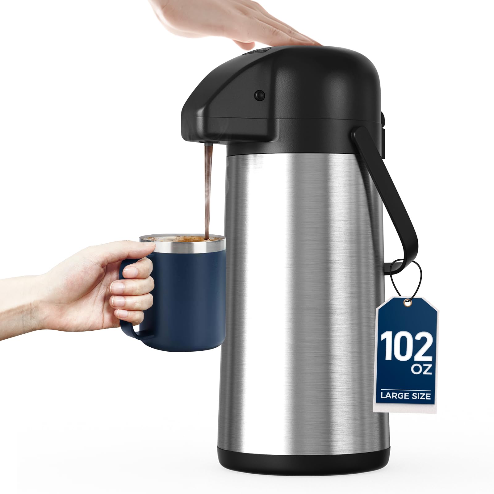 Coffee Carafe for Keeping Hot, 102OZ / 3L Airpot Coffee Dispenser with Pump | La