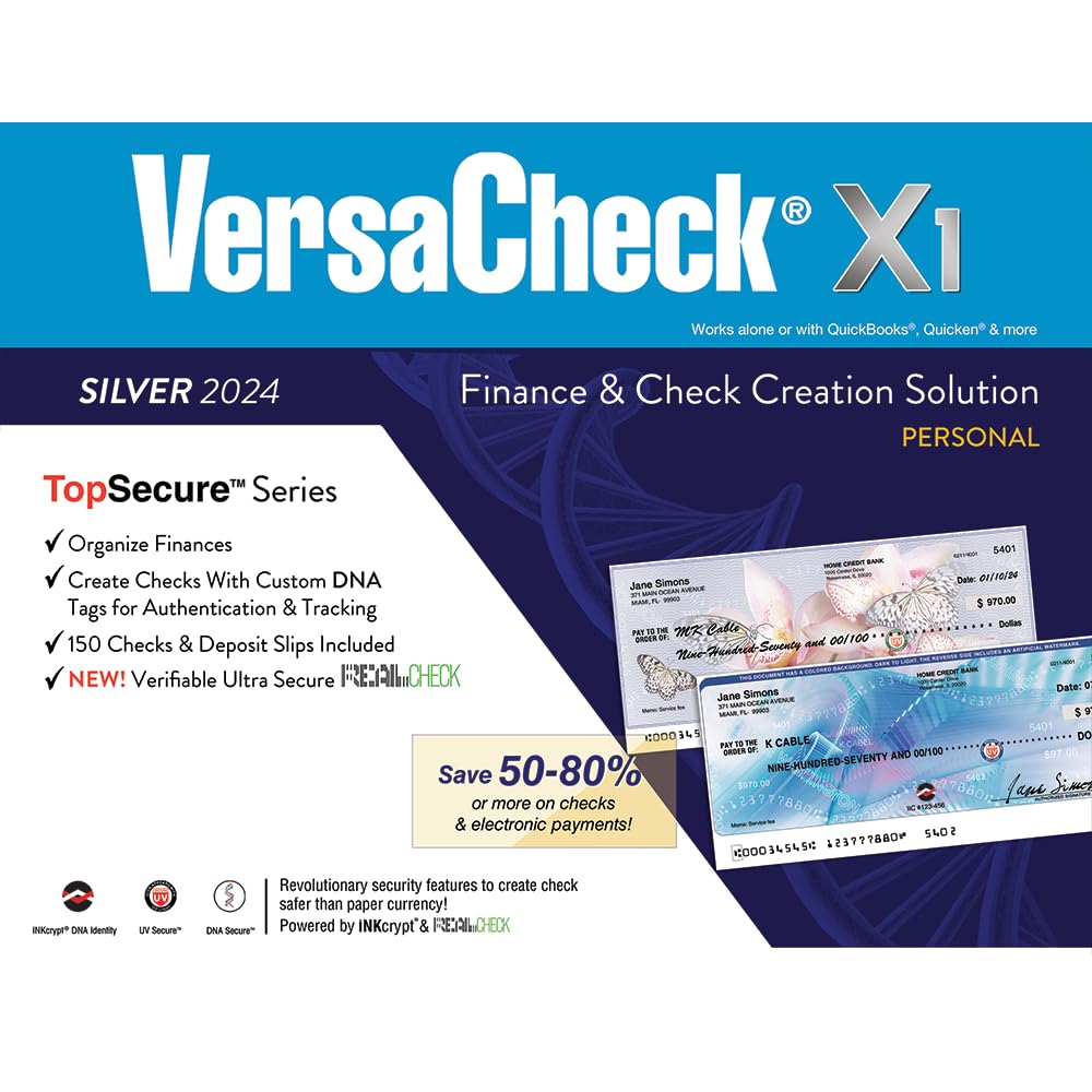 VersaCheck X1 Silver 2024 - 1 User Personal Check Creation Software [PC Download