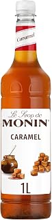MONIN Premium Caramel Syrup 1L, for Lattes, Frappes, Desserts, Vegan | Latte creation, cocktail mixer, bar and cafe essential, dessert drizzle, made in France, classic barista favourite