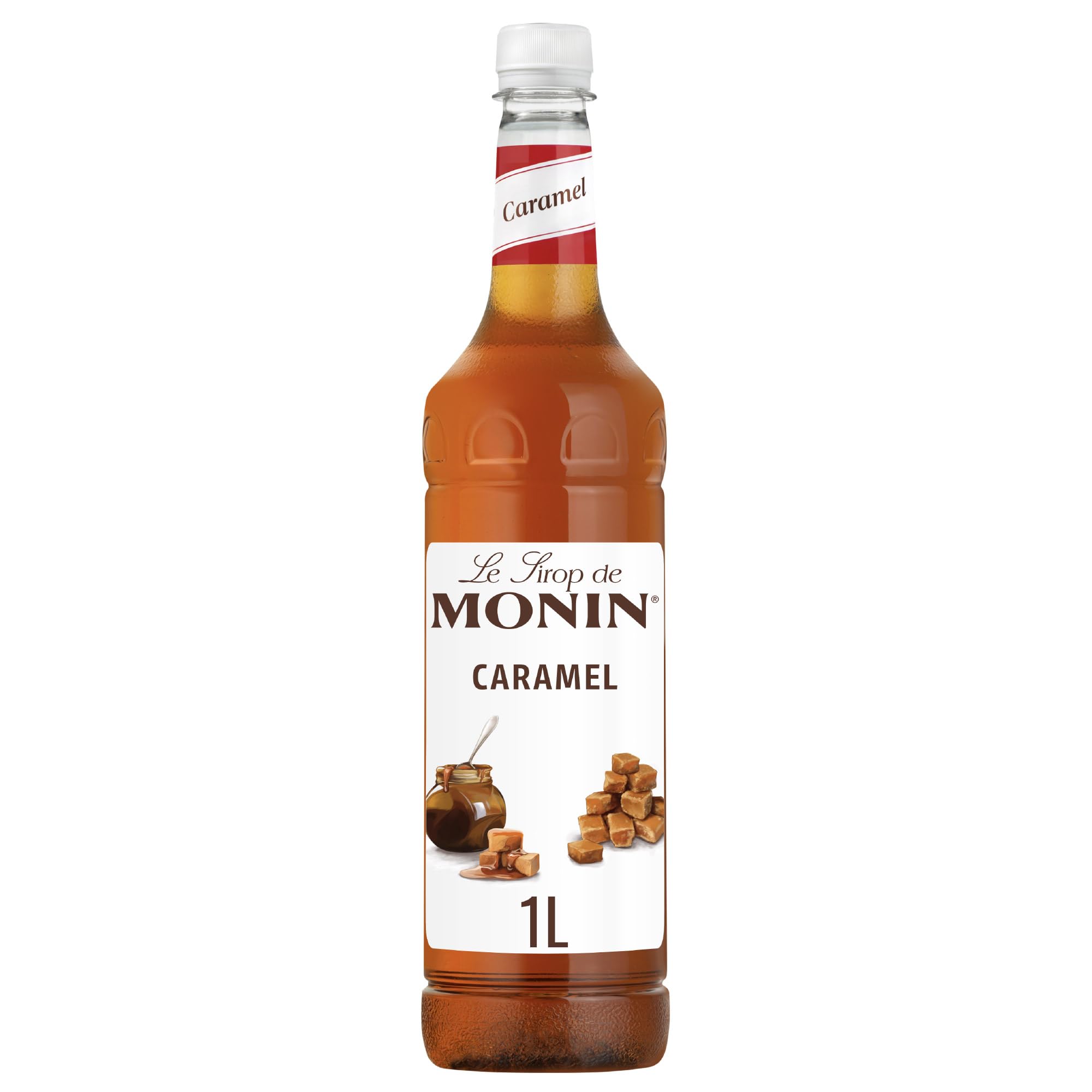 MONIN Premium Caramel Syrup 1L, for Lattes, Frappes, Desserts, Vegan | Latte cre