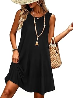 elescat Women's Summer Dresses Casual Sleeveless Loose Sundress with Pocket