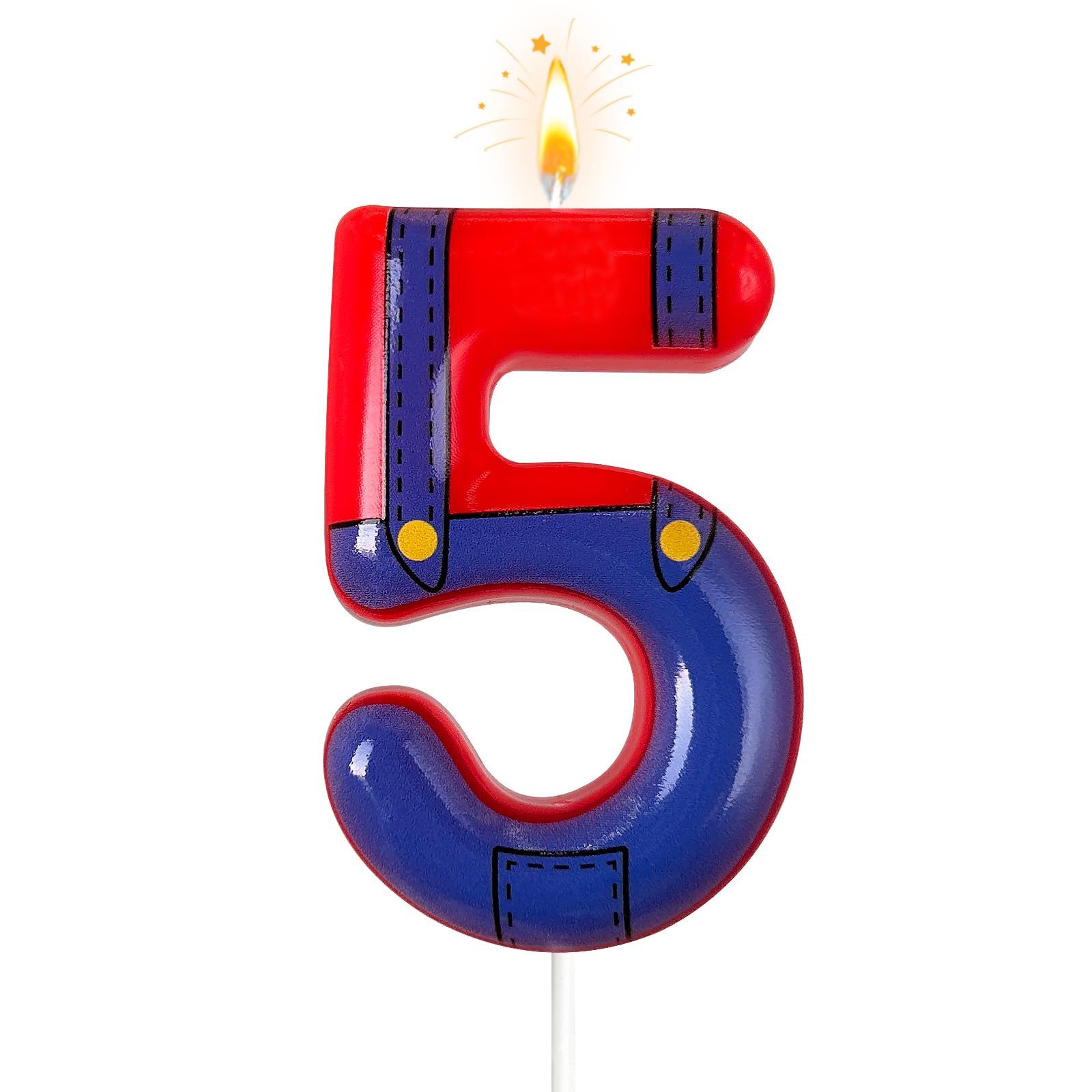 Boys and Girls Red and Blue Digital Birthday Candles, Birthday Cake Party Decora
