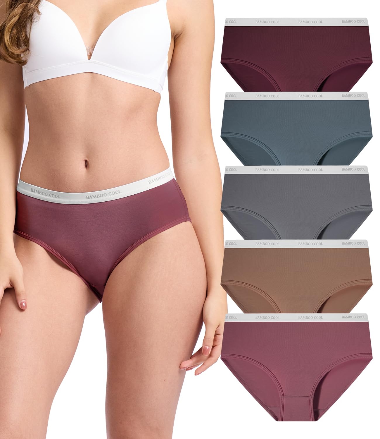 BAMBOO COOL Womens Underwear, Moisture-Wicking Briefs, Soft and Breathable Panti
