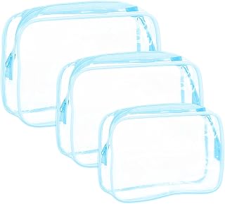 3 Pcs Clear Makeup Bag Clear Travel Toiletry Bag Cosmetic Organizer Travel Essentials for Daily Use Black, blue, bag